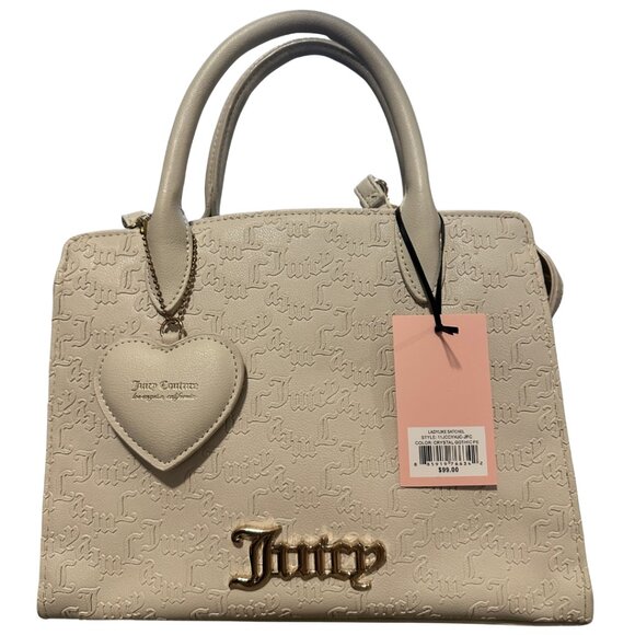 NWT Juicy Couture Crossbody Purse Ladylike Satchel Bag Cream White Crystal - Picture 5 of 12